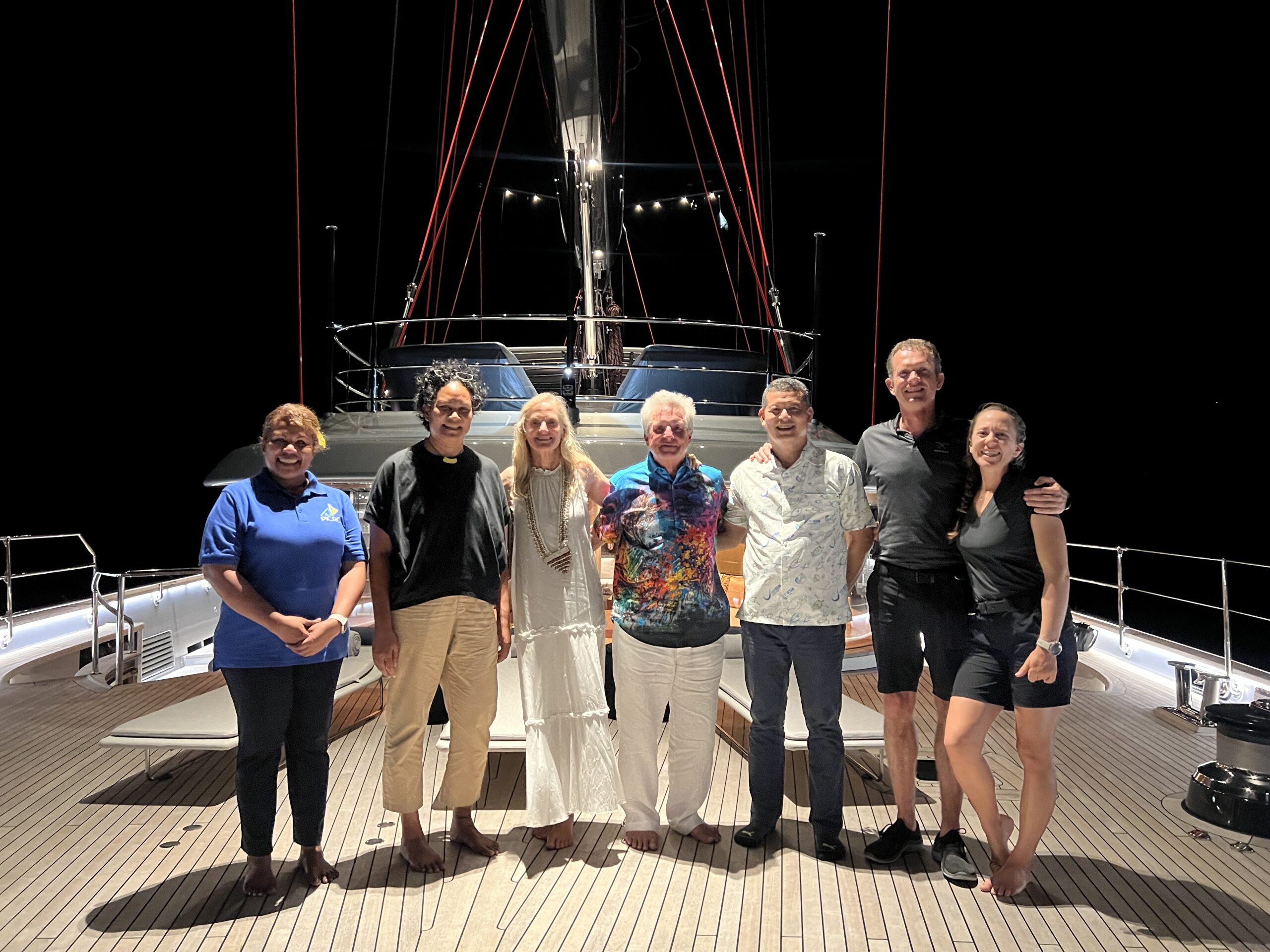 Group photo with PICRC and Dr Yim Grey Reef sharks in Fakarava